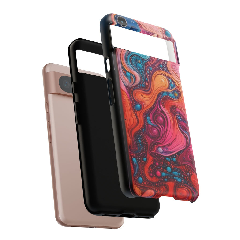 Abstract Swirl Tough Phone Case — Colorful Liquid Art Protective Cover