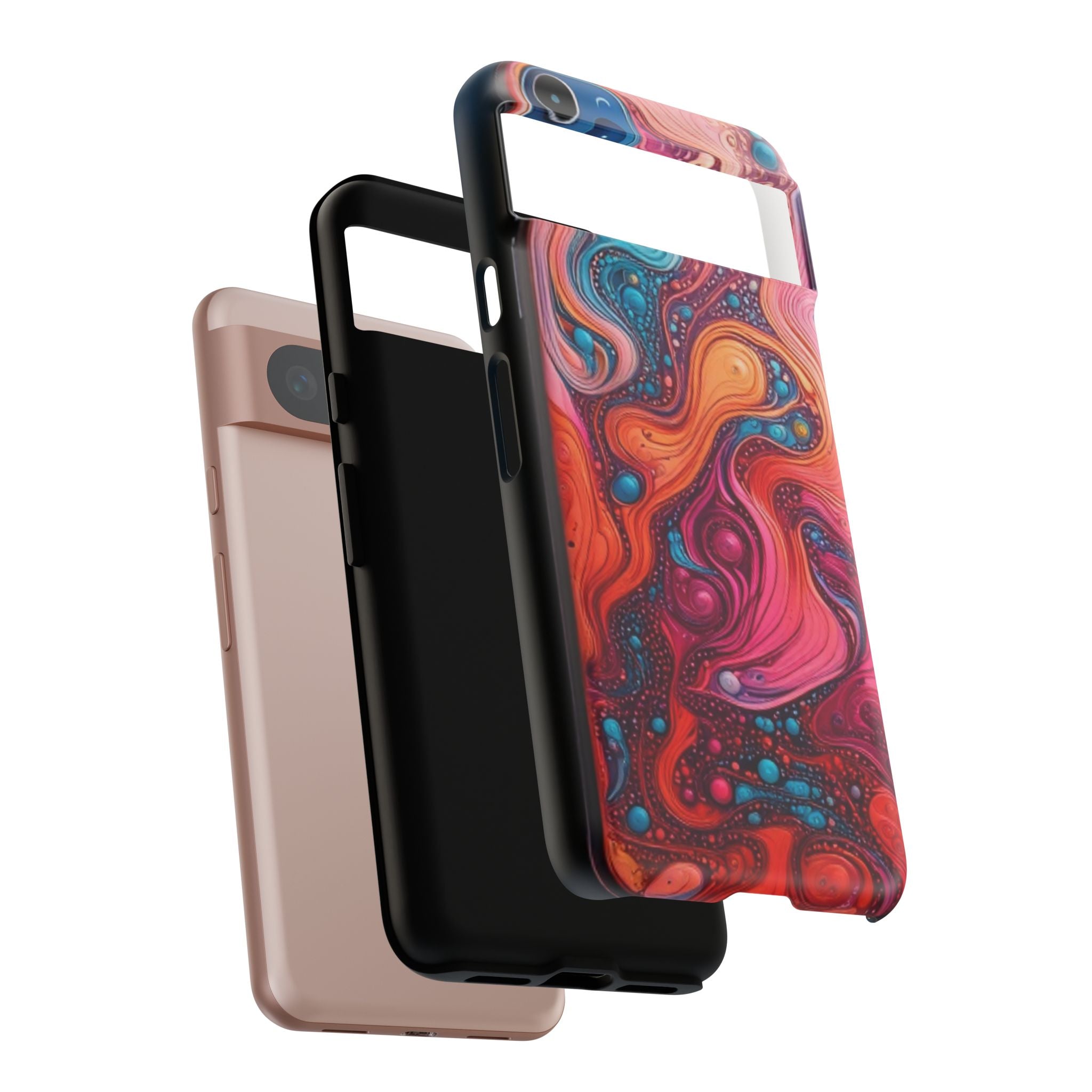 Abstract Swirl Tough Phone Case — Colorful Liquid Art Protective Cover