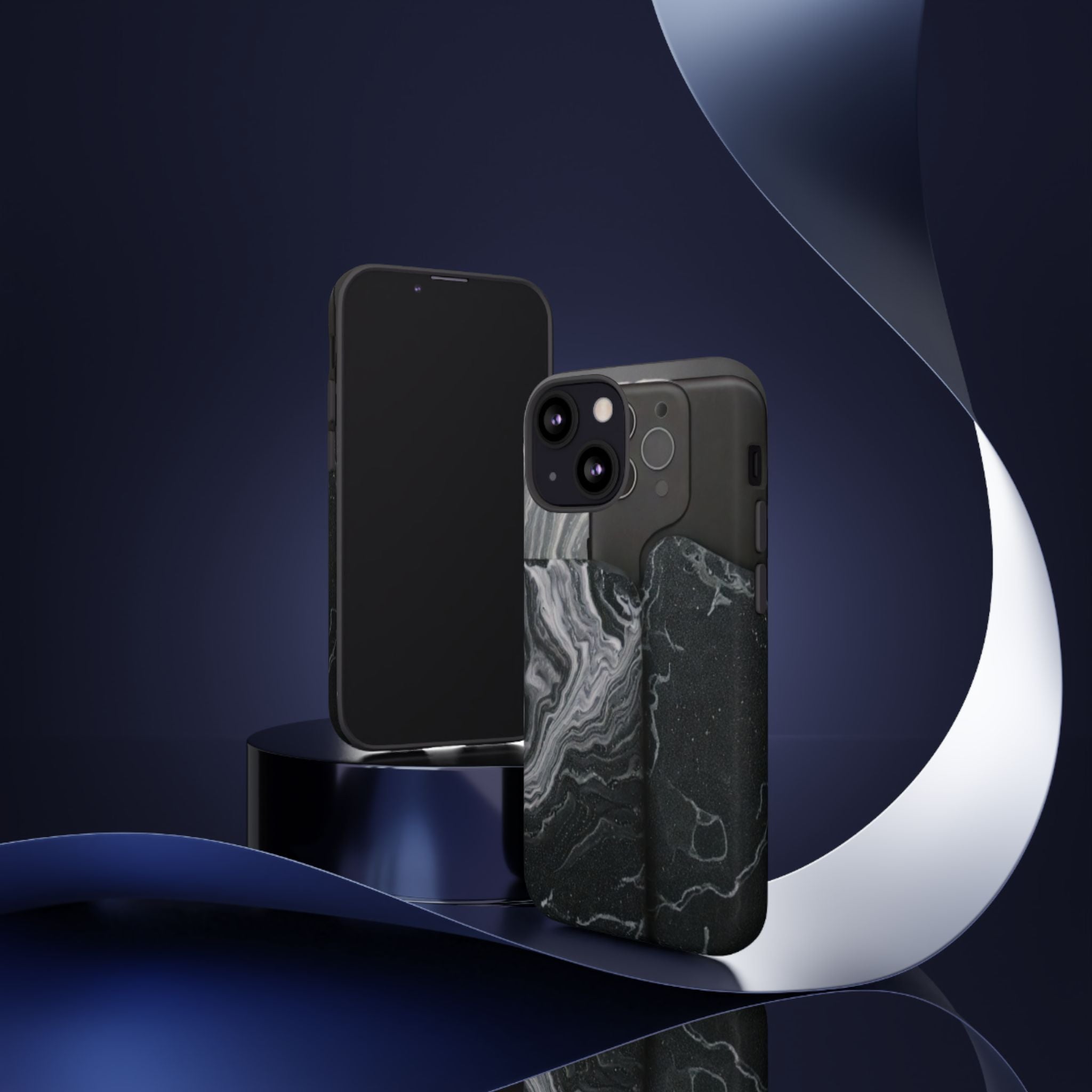 Black Marble Tough Phone Case — Protective iPhone Cover with Marble Texture
