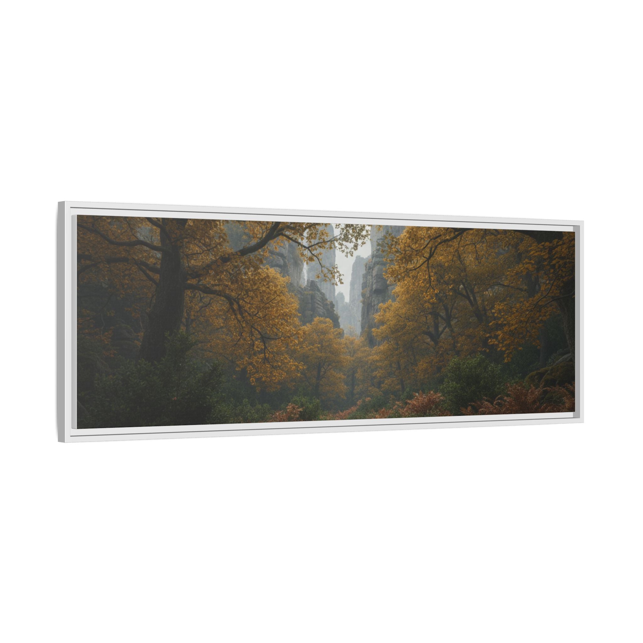 Autumn Forest Path Matte Canvas Print — Framed Wall Art