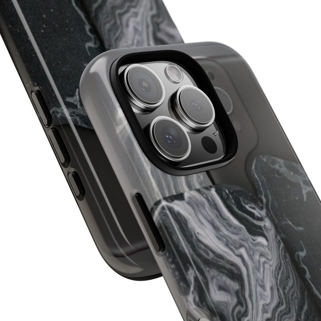 Black Marble Tough Phone Case — Protective iPhone Cover with Marble Texture