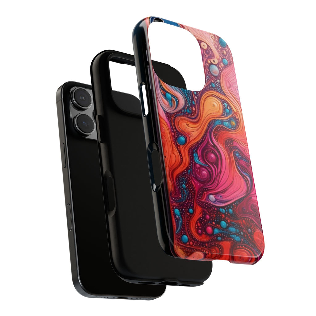 Abstract Swirl Tough Phone Case — Colorful Liquid Art Protective Cover