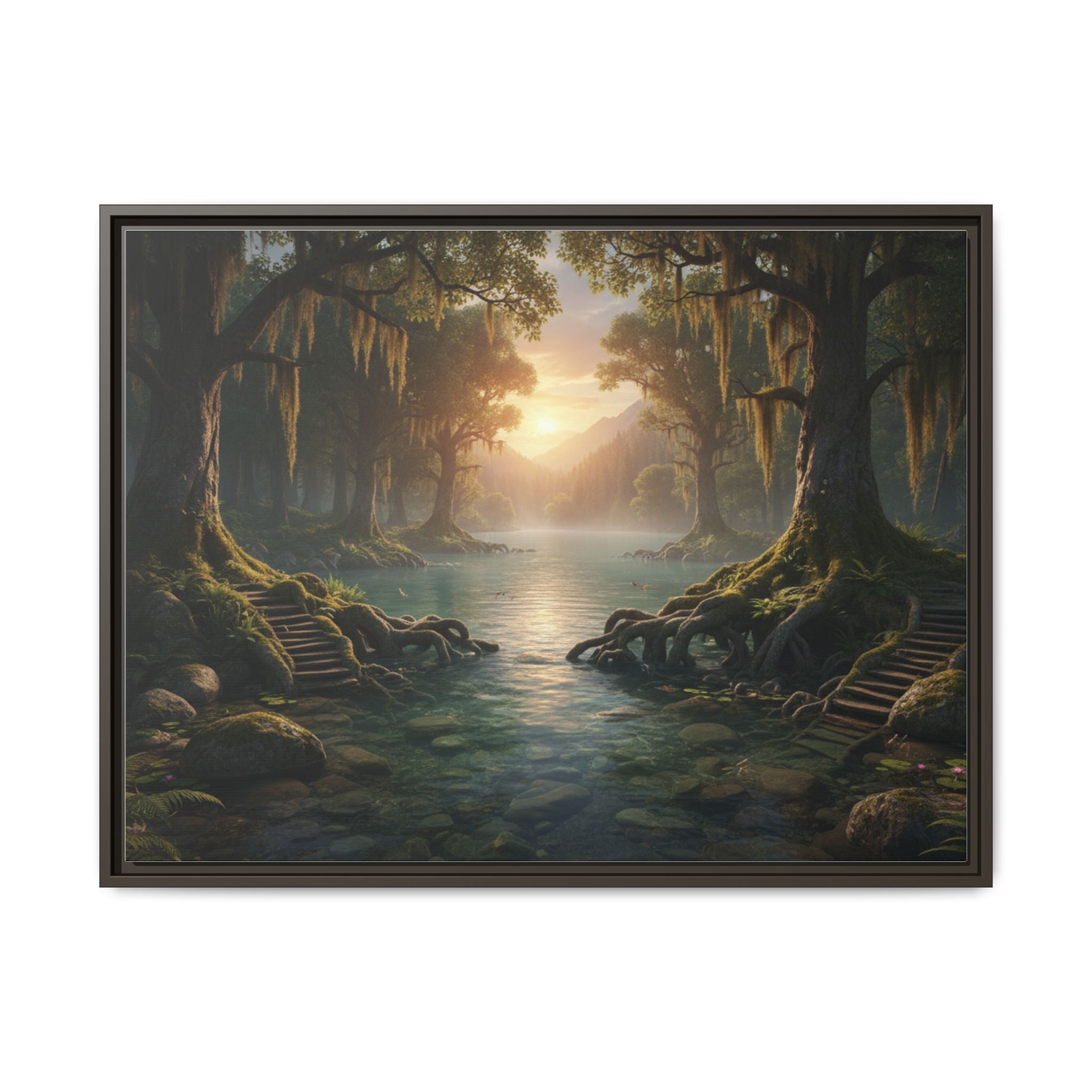 Framed Matte Canvas Art - Step In To The Water