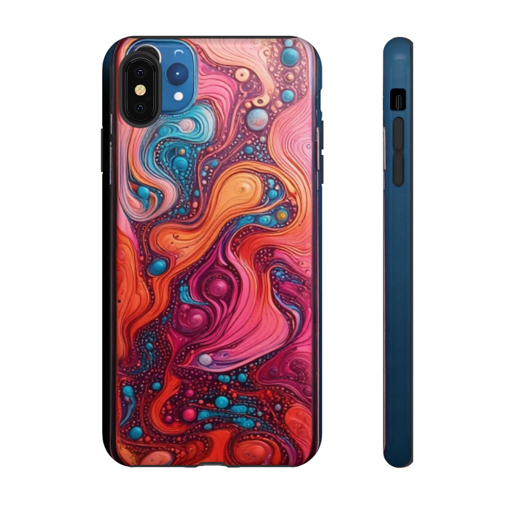 Abstract Swirl Tough Phone Case — Colorful Liquid Art Protective Cover