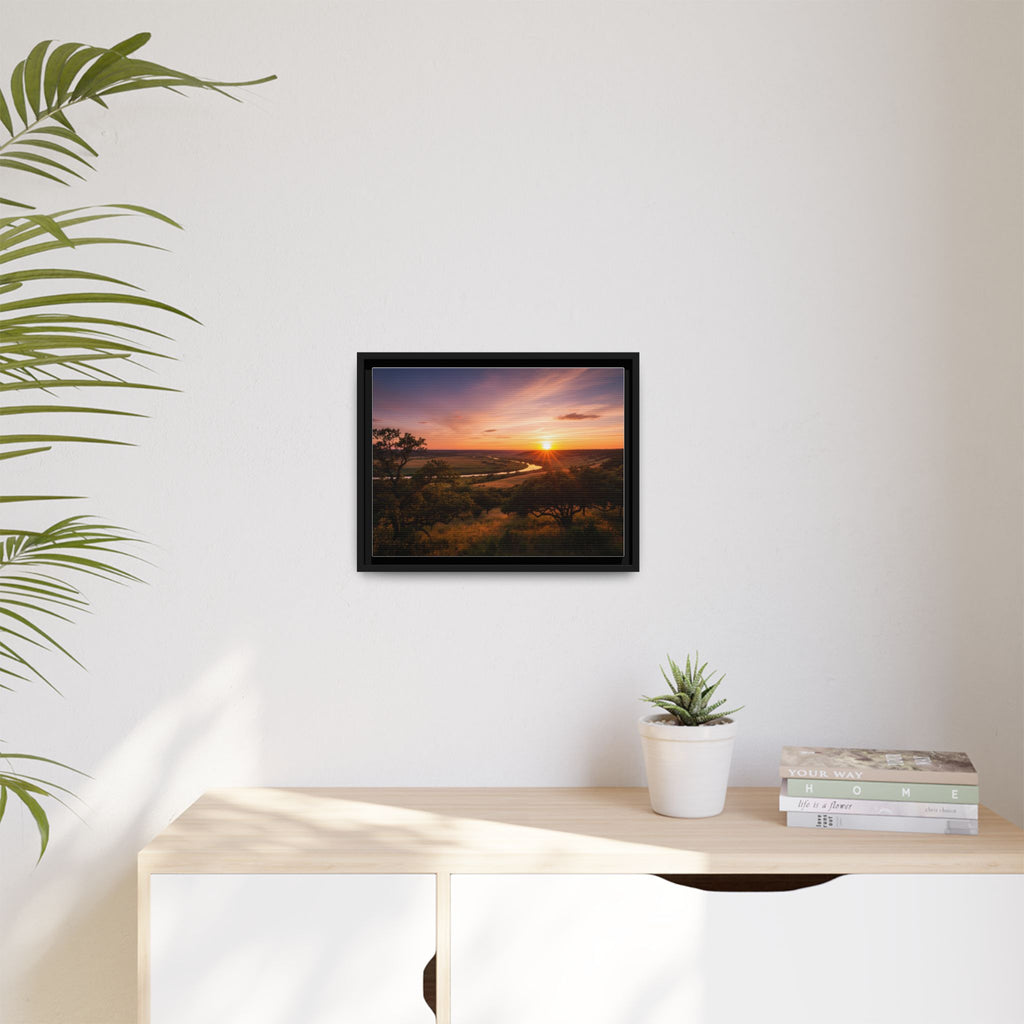 Sunset River Matte Canvas Framed Wall Art