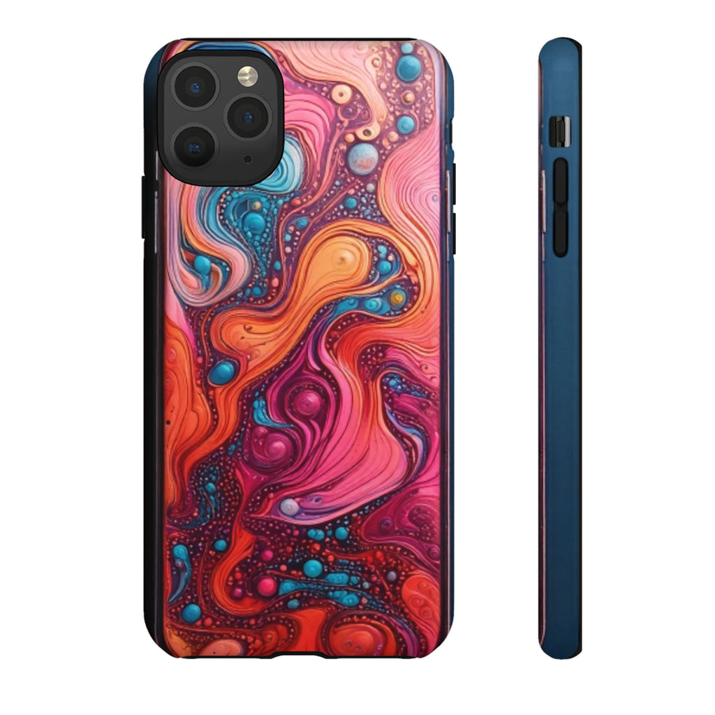 Abstract Swirl Tough Phone Case — Colorful Liquid Art Protective Cover