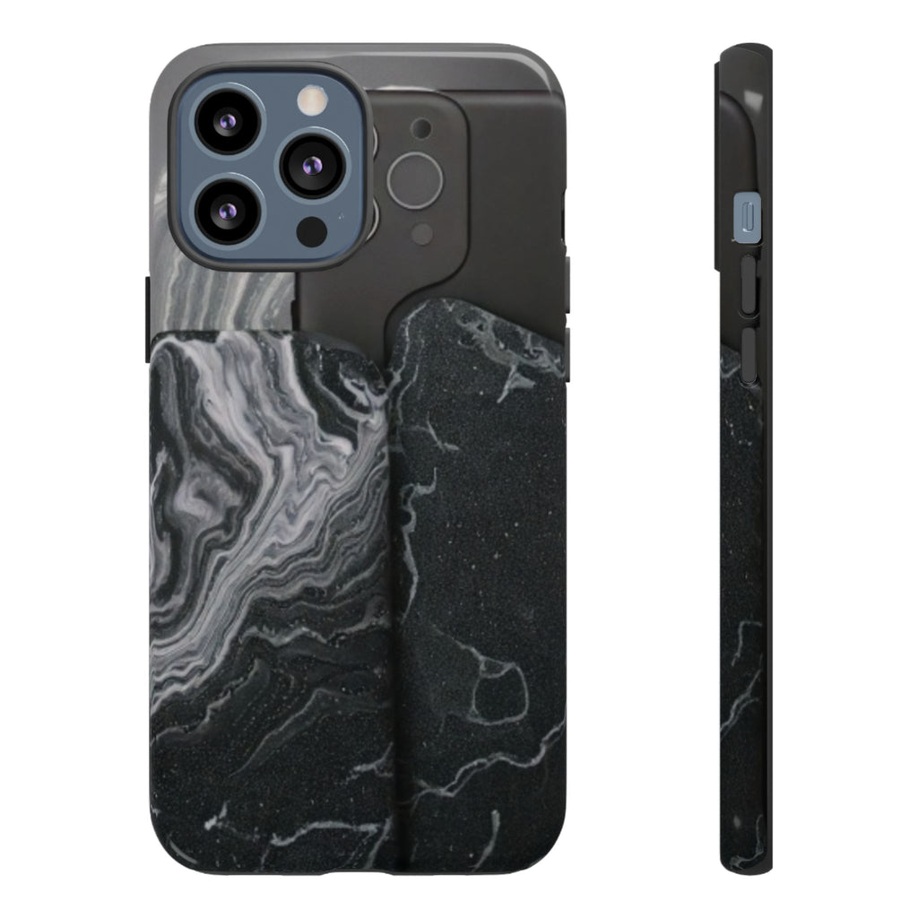 Black Marble Tough Phone Case — Protective iPhone Cover with Marble Texture