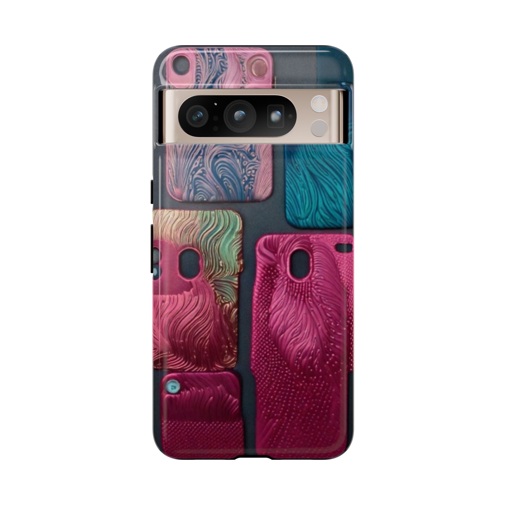 Tough Case - Colorful Textured Phone Case (Protective, Artistic Swirl Design)