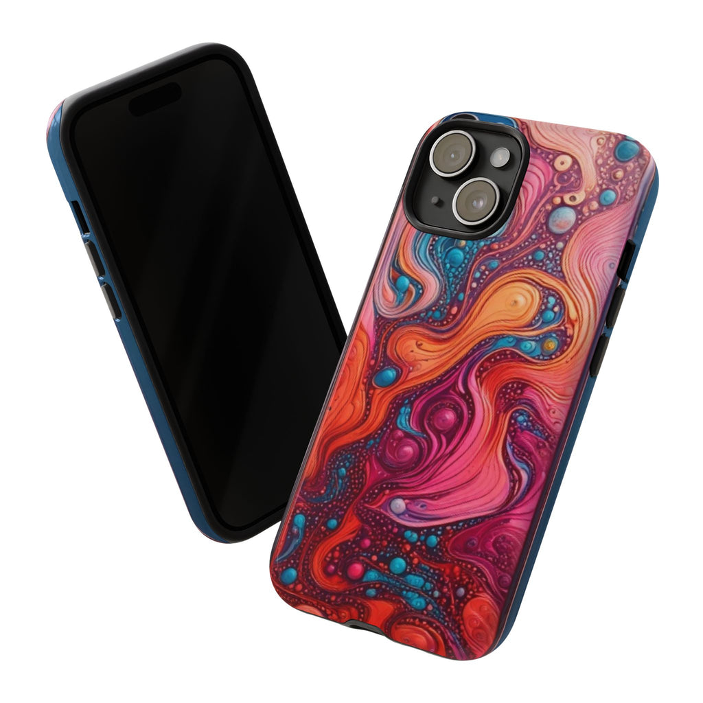 Abstract Swirl Tough Phone Case — Colorful Liquid Art Protective Cover