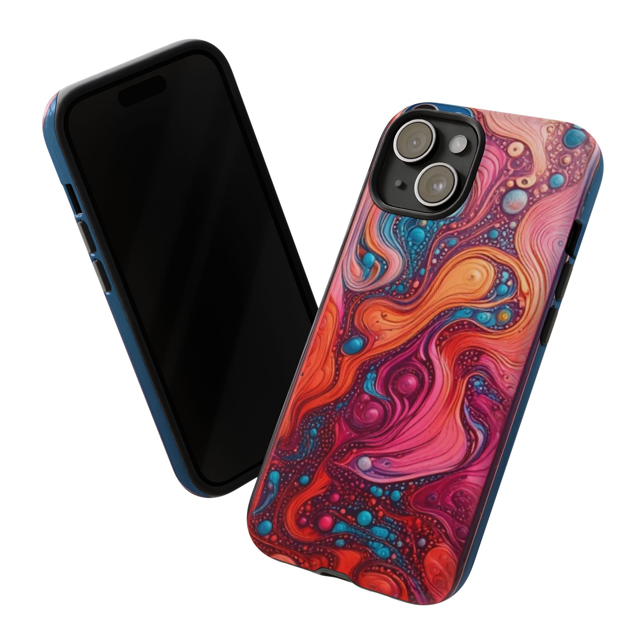 Abstract Swirl Tough Phone Case — Colorful Liquid Art Protective Cover