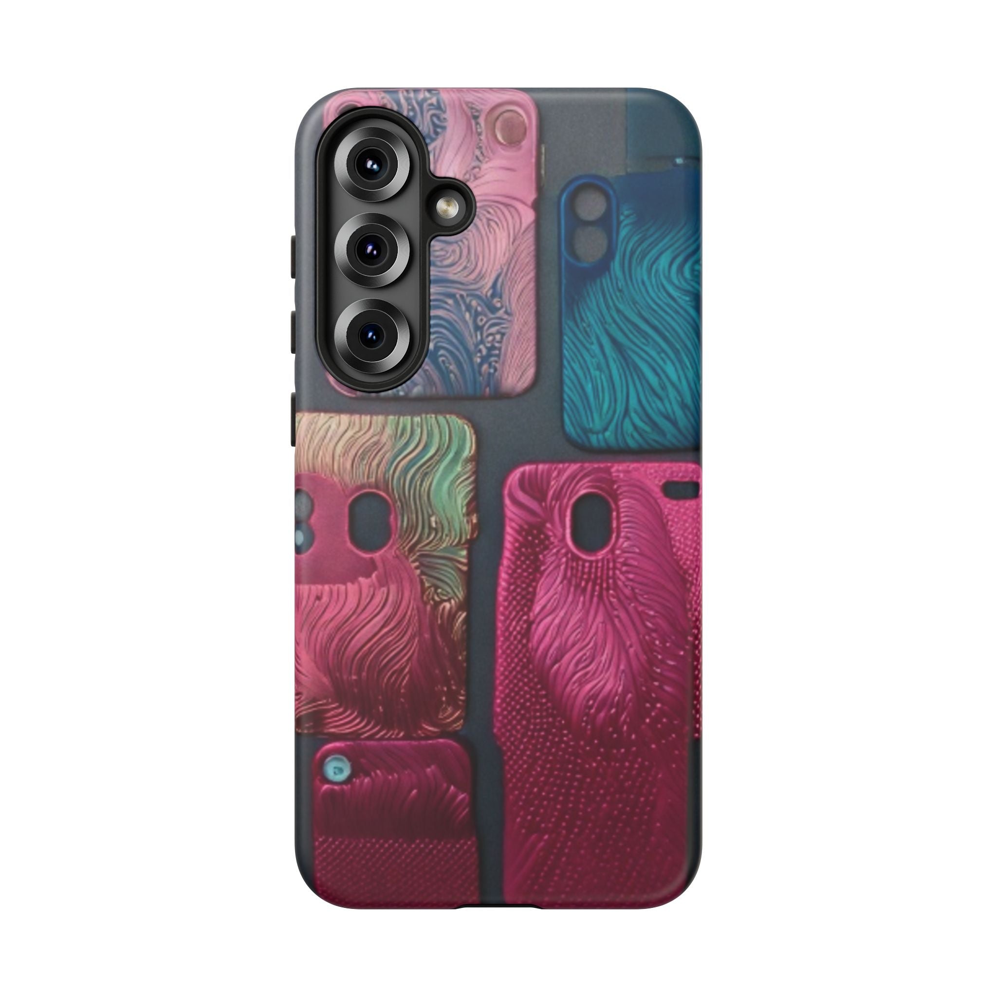 Tough Case - Colorful Textured Phone Case (Protective, Artistic Swirl Design)