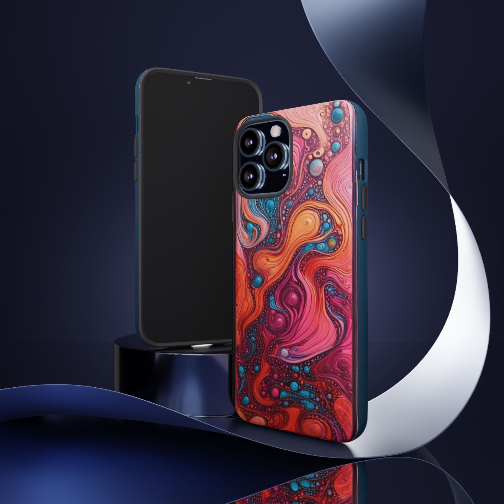 Abstract Swirl Tough Phone Case — Colorful Liquid Art Protective Cover