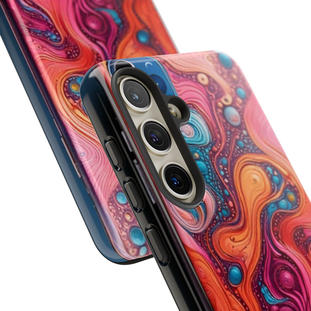 Abstract Swirl Tough Phone Case — Colorful Liquid Art Protective Cover