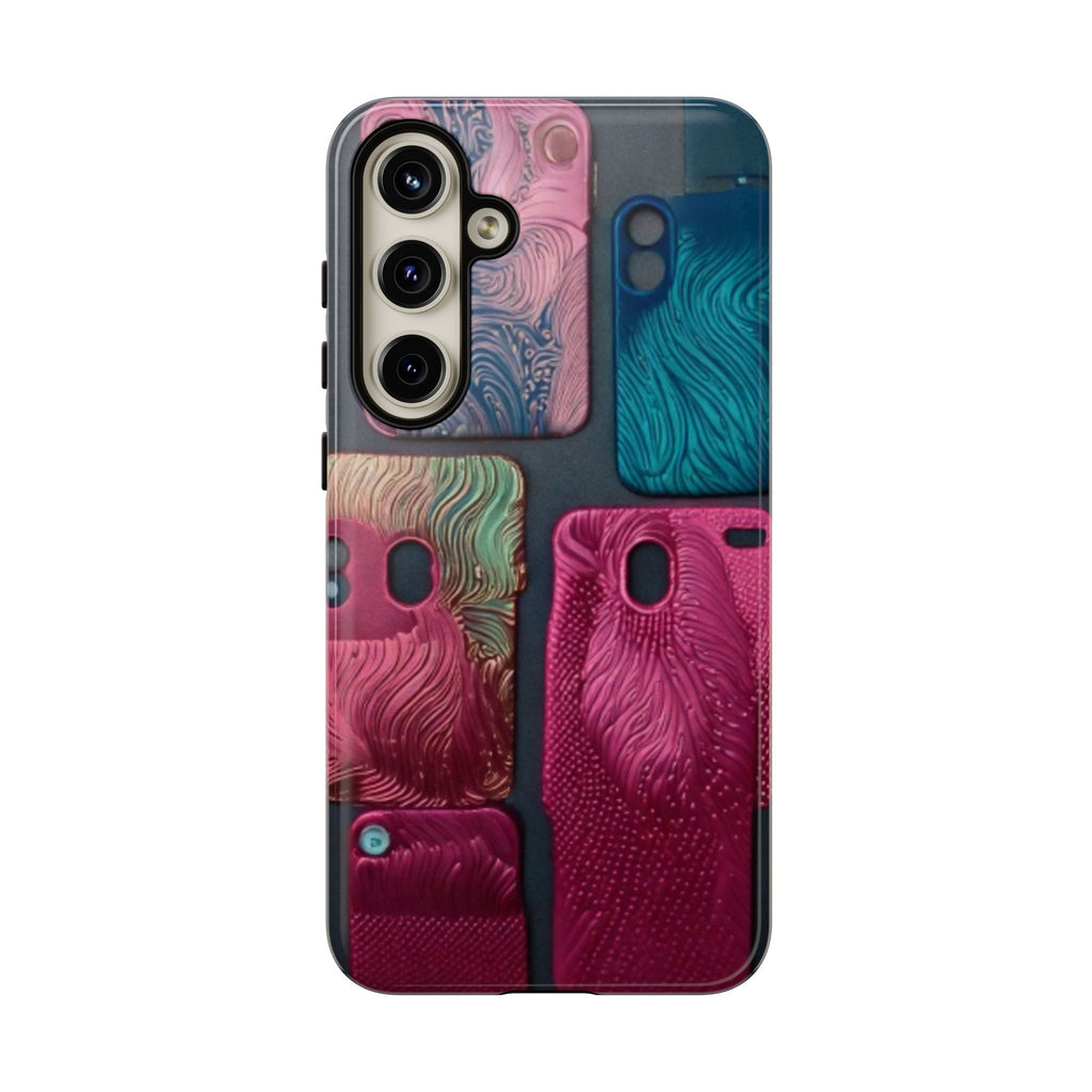 Tough Case - Colorful Textured Phone Case (Protective, Artistic Swirl Design)
