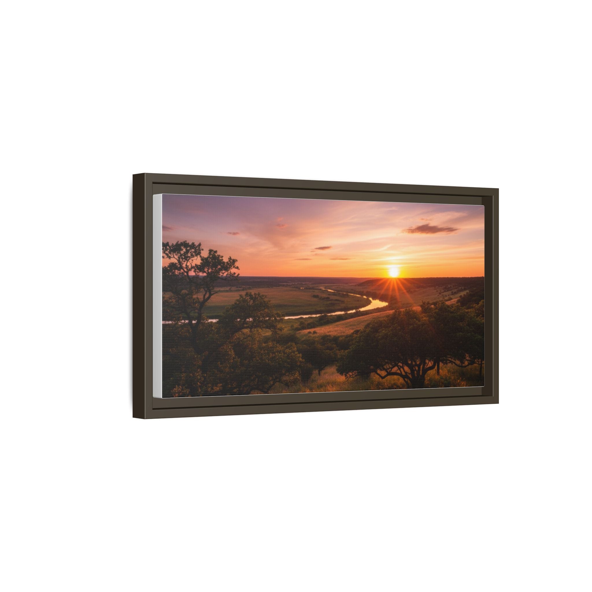 Sunset River Matte Canvas Framed Wall Art