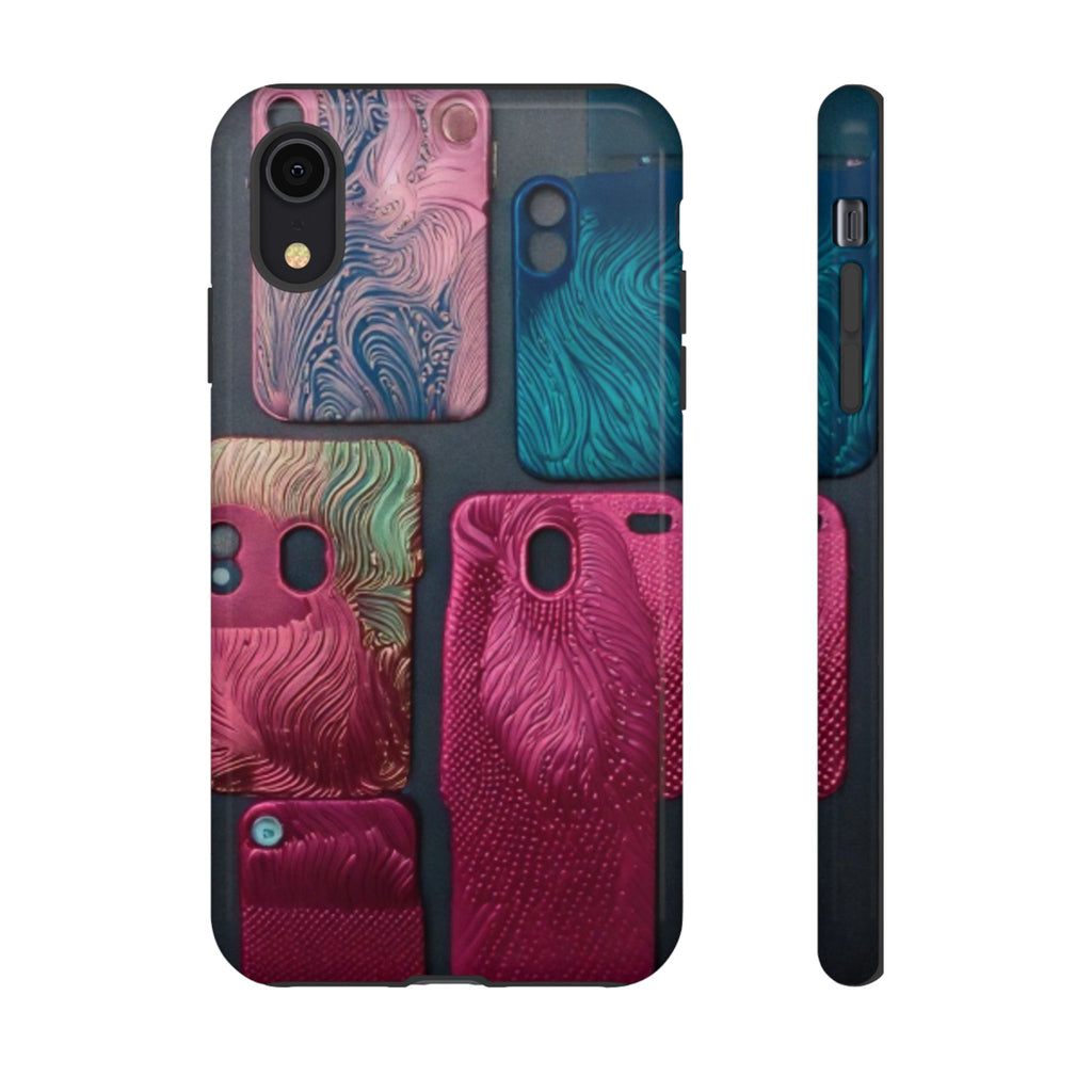 Tough Case - Colorful Textured Phone Case (Protective, Artistic Swirl Design)