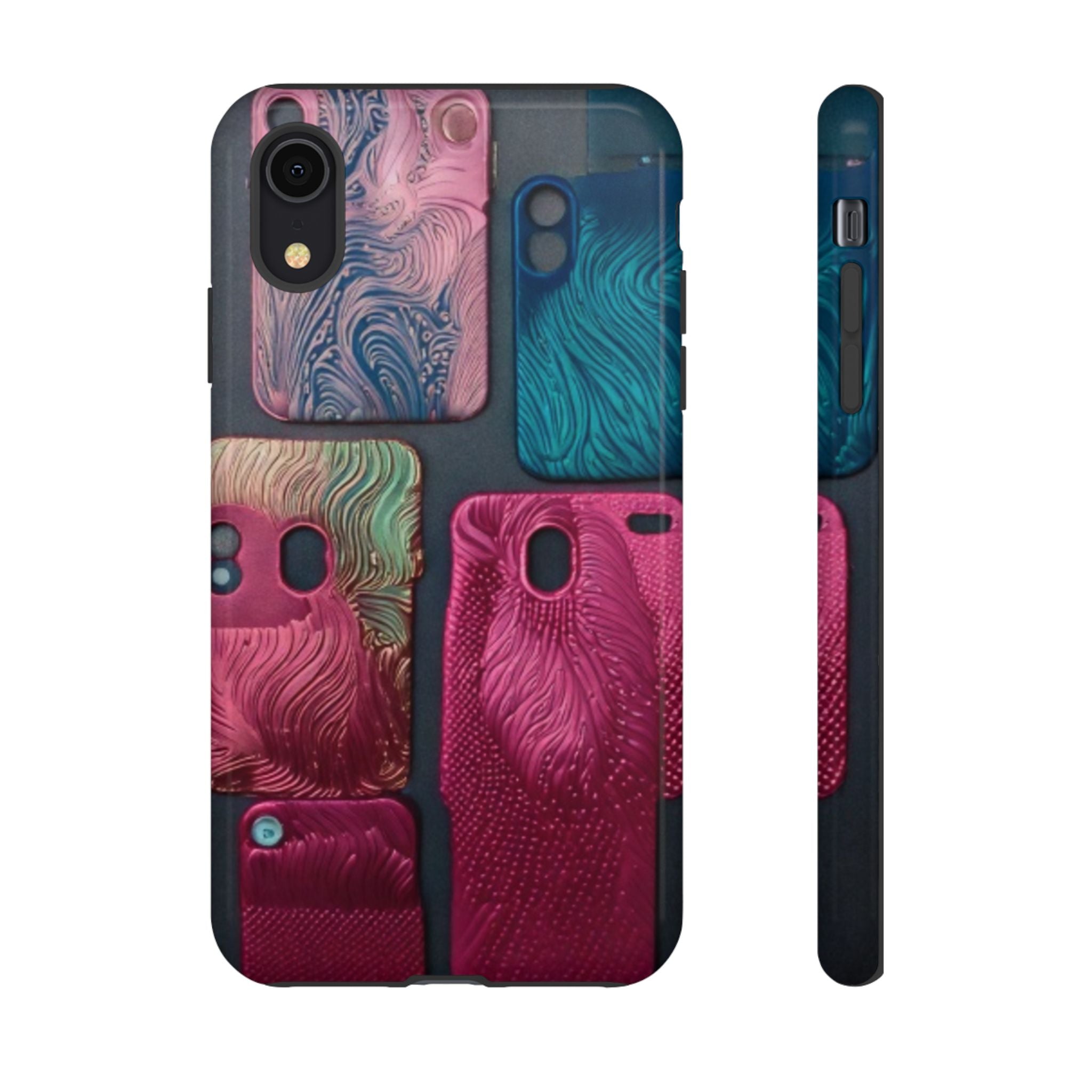 Tough Case - Colorful Textured Phone Case (Protective, Artistic Swirl Design)