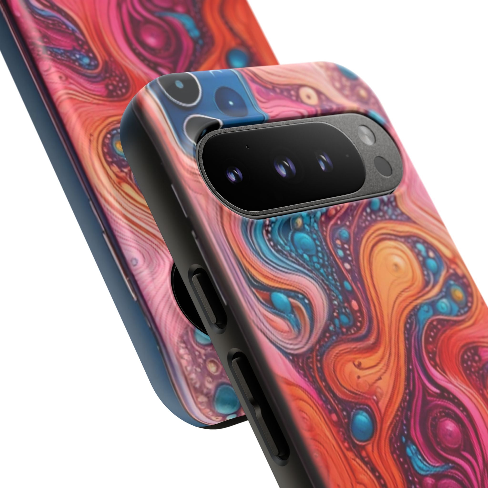 Abstract Swirl Tough Phone Case — Colorful Liquid Art Protective Cover