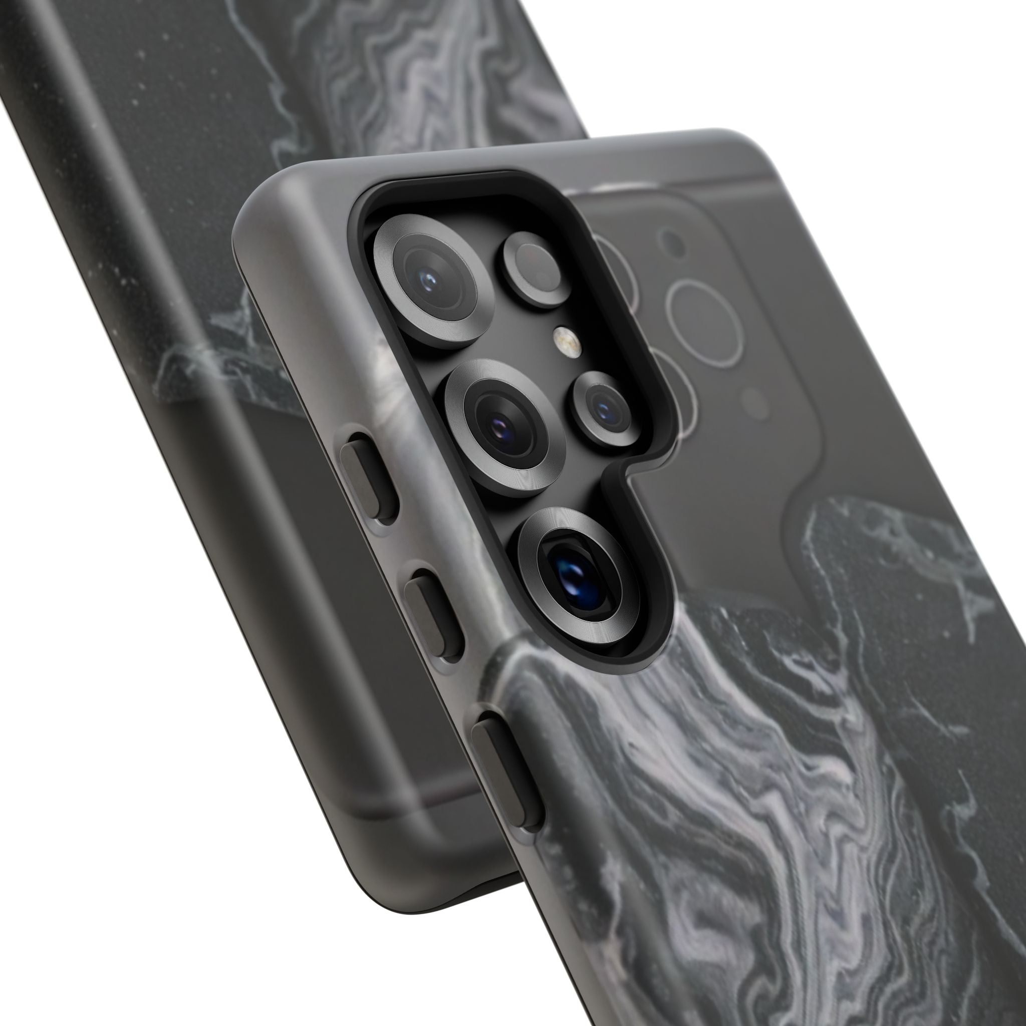 Black Marble Tough Phone Case — Protective iPhone Cover with Marble Texture