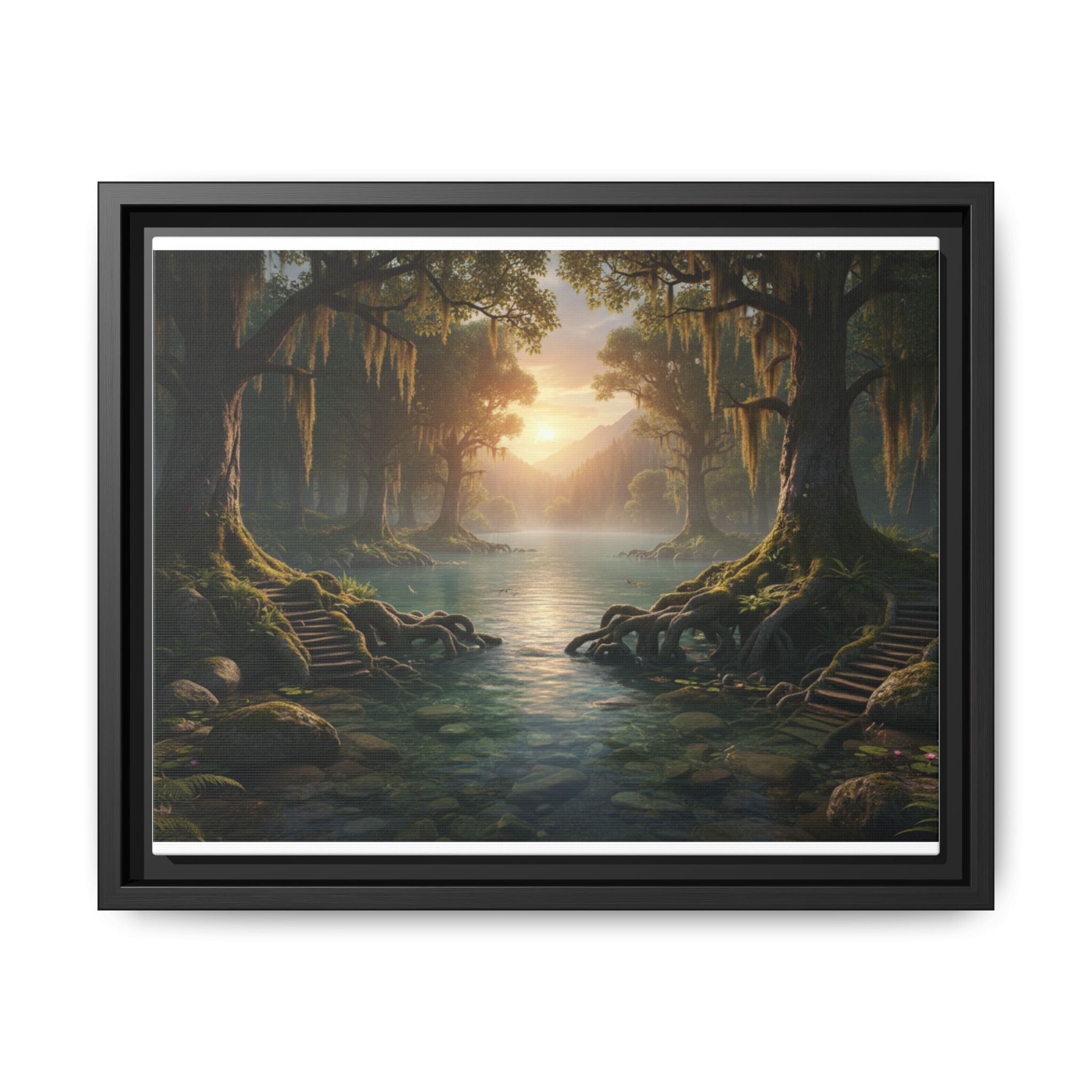 Framed Matte Canvas Art - Step In To The Water