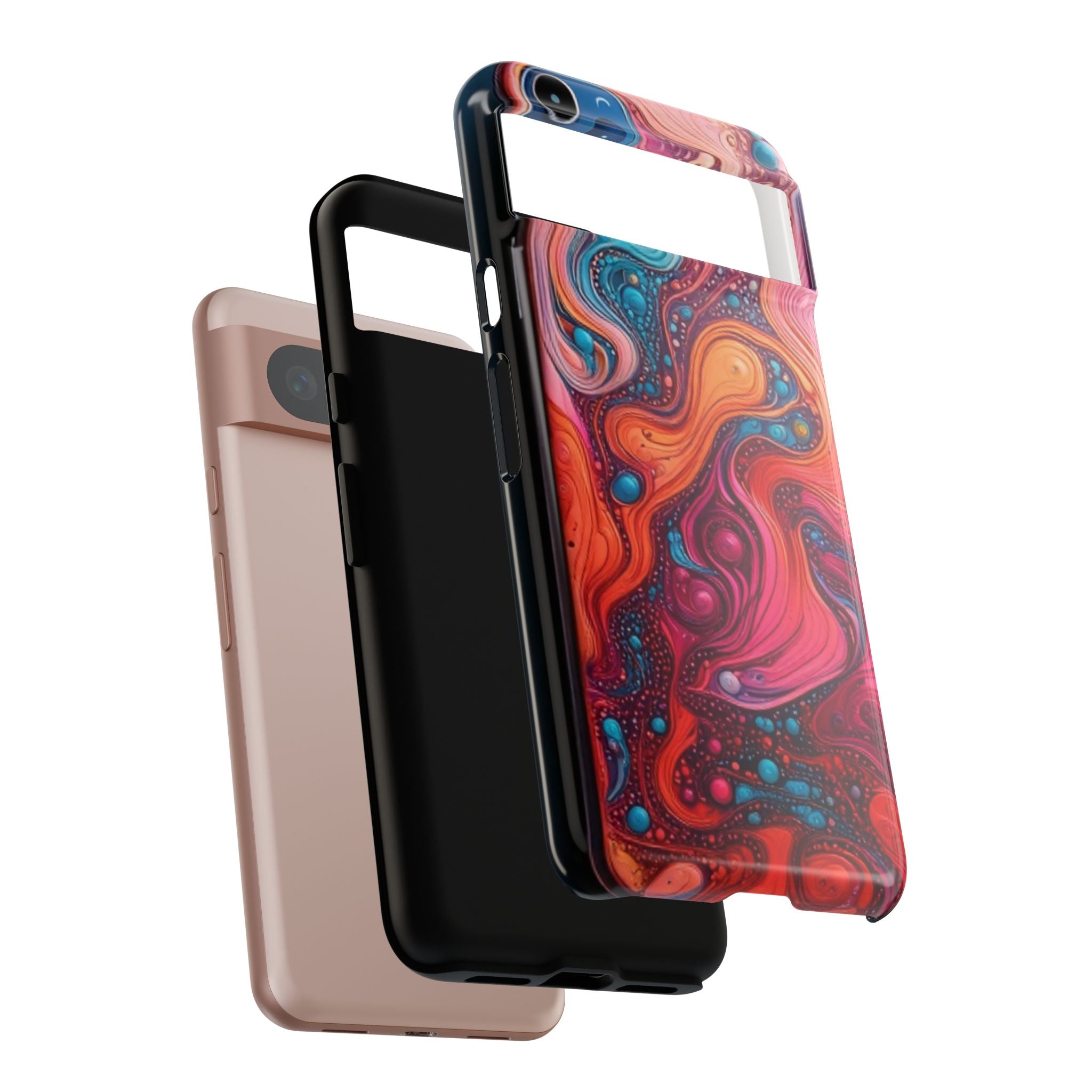 Abstract Swirl Tough Phone Case — Colorful Liquid Art Protective Cover