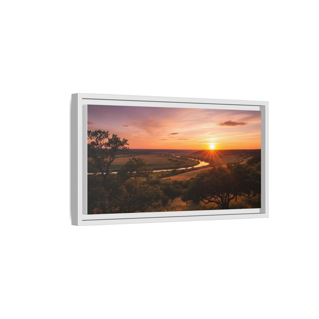 Sunset River Matte Canvas Framed Wall Art