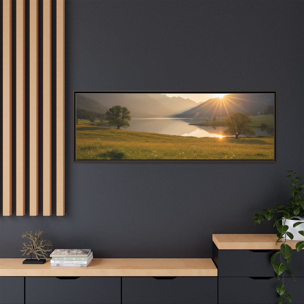 Sunrise Mountain Lake Matte Canvas — Framed Landscape Wall Art