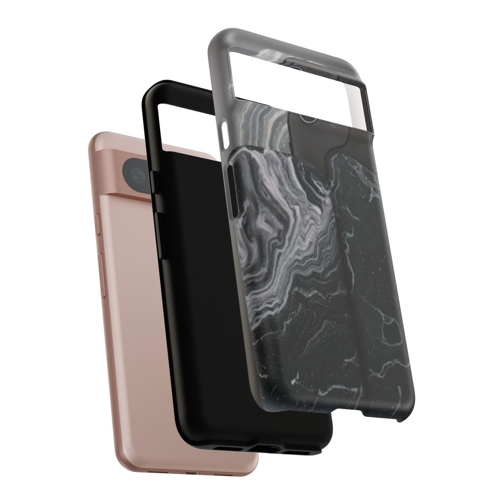 Black Marble Tough Phone Case — Protective iPhone Cover with Marble Texture
