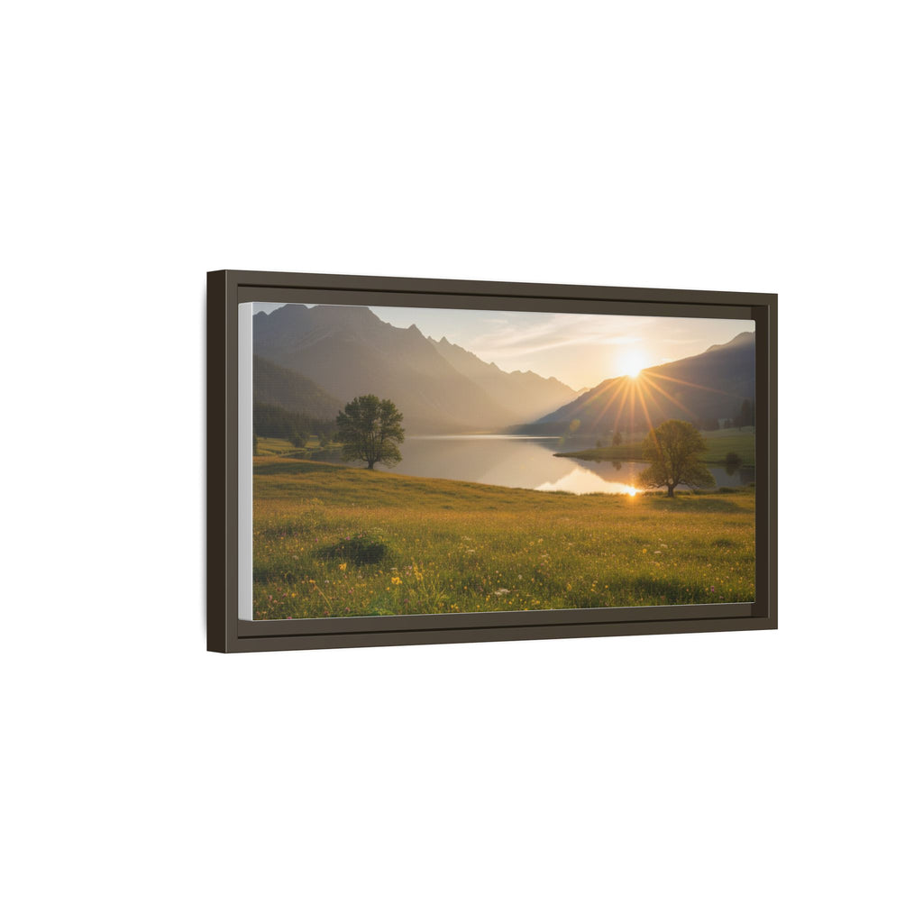 Sunrise Mountain Lake Matte Canvas — Framed Landscape Wall Art