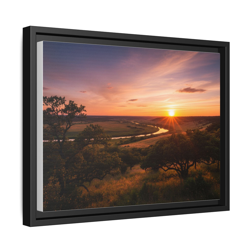 Sunset River Matte Canvas Framed Wall Art