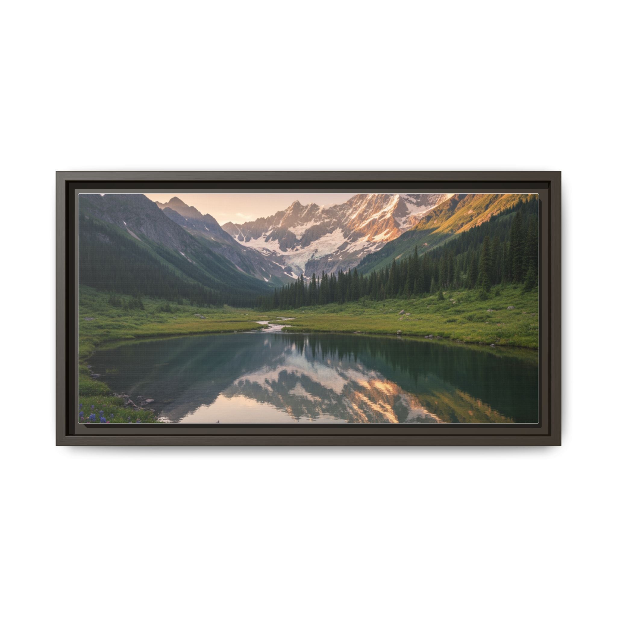 Matte Framed Canvas - Mountain Lake Landscape Wall Art