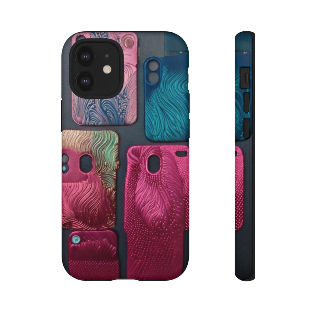 Tough Case - Colorful Textured Phone Case (Protective, Artistic Swirl Design)
