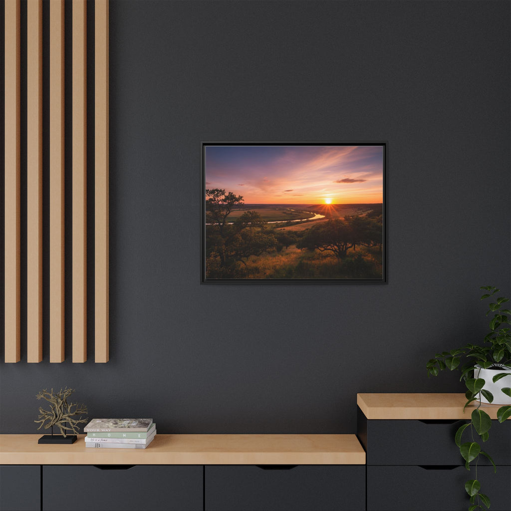 Sunset River Matte Canvas Framed Wall Art