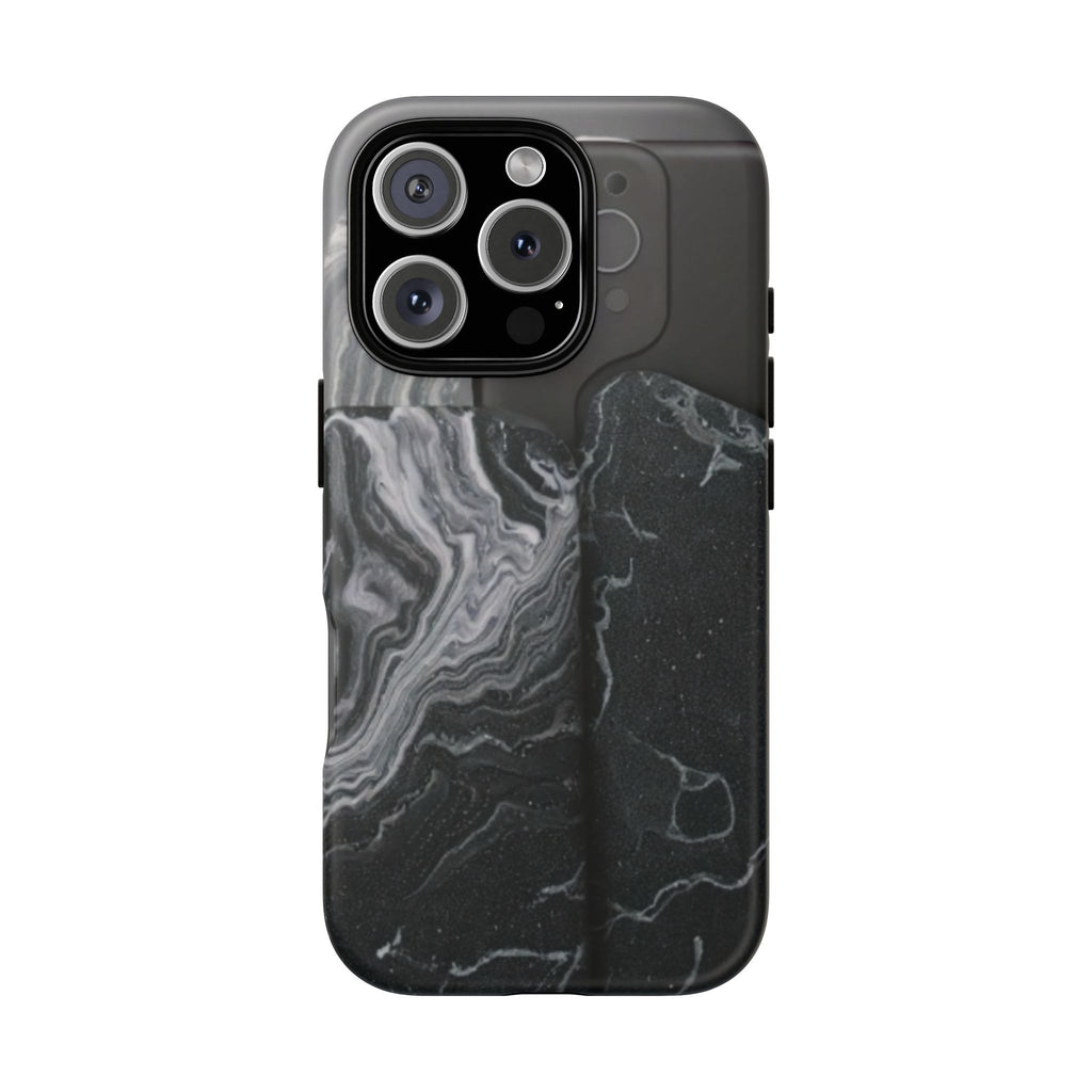 Black Marble Tough Phone Case — Protective iPhone Cover with Marble Texture