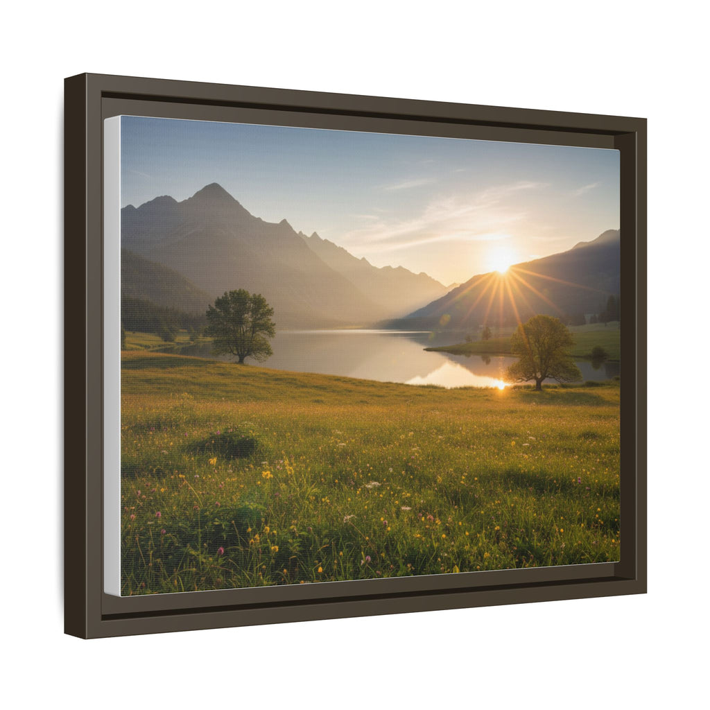 Sunrise Mountain Lake Matte Canvas — Framed Landscape Wall Art