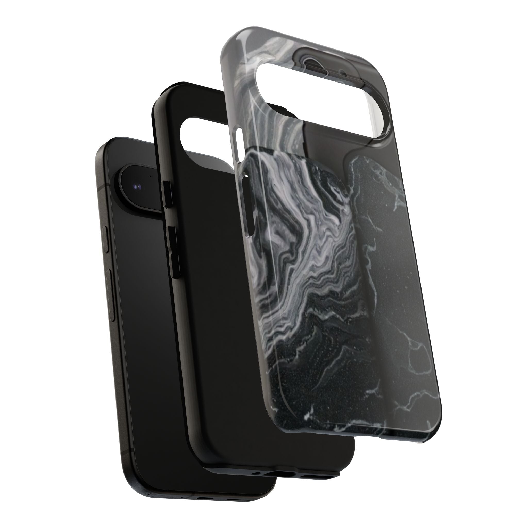 Black Marble Tough Phone Case — Protective iPhone Cover with Marble Texture