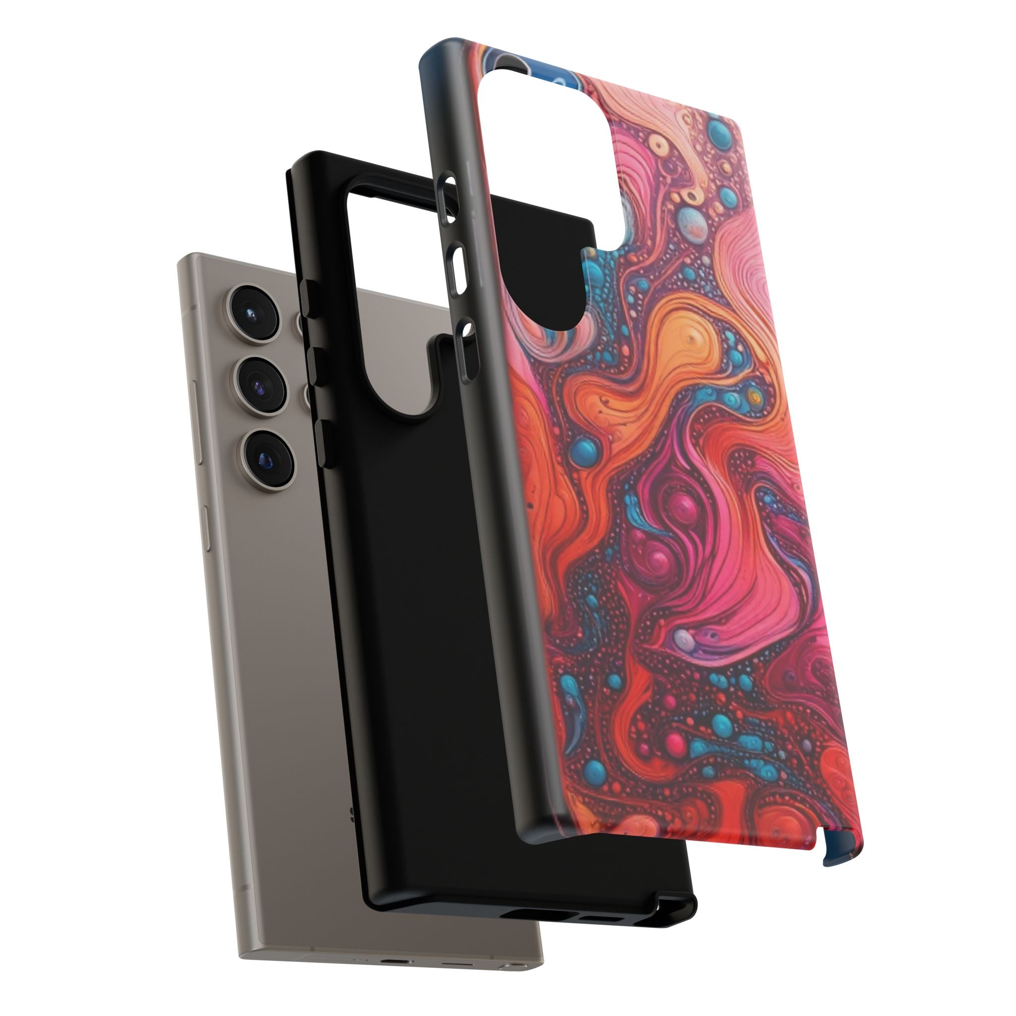 Abstract Swirl Tough Phone Case — Colorful Liquid Art Protective Cover