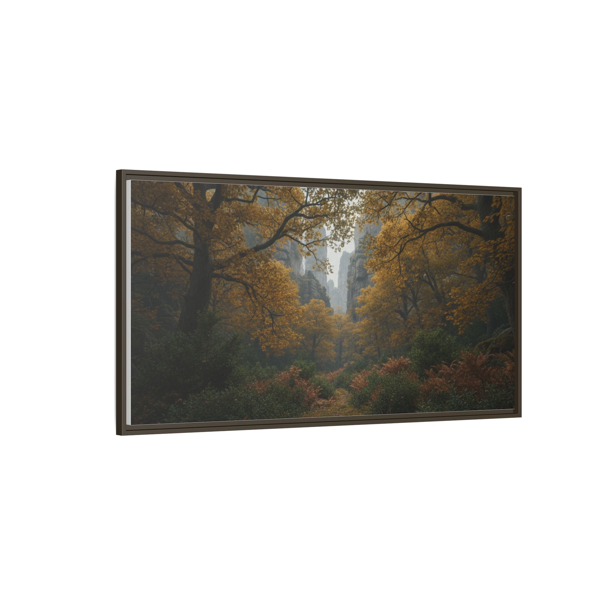 Autumn Forest Path Matte Canvas Print — Framed Wall Art