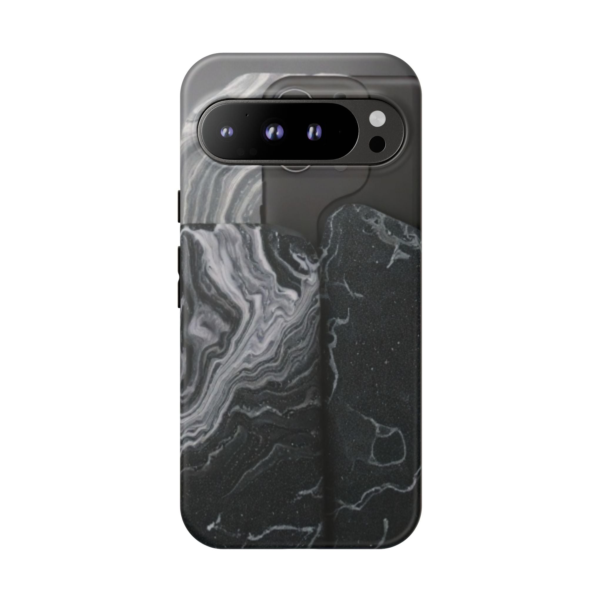 Black Marble Tough Phone Case — Protective iPhone Cover with Marble Texture