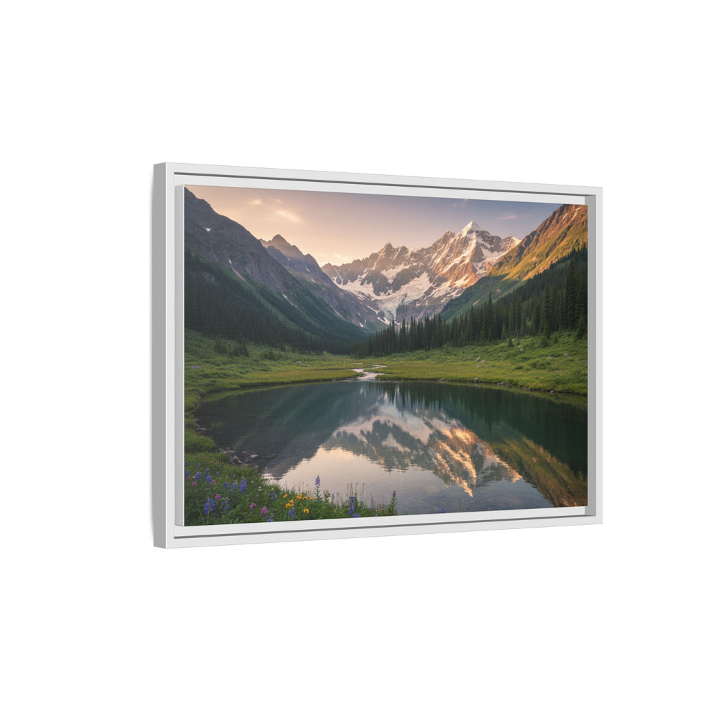 Matte Framed Canvas - Mountain Lake Landscape Wall Art