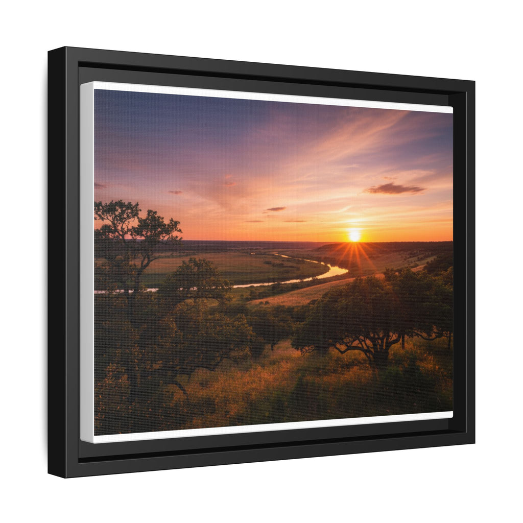 Sunset River Matte Canvas Framed Wall Art