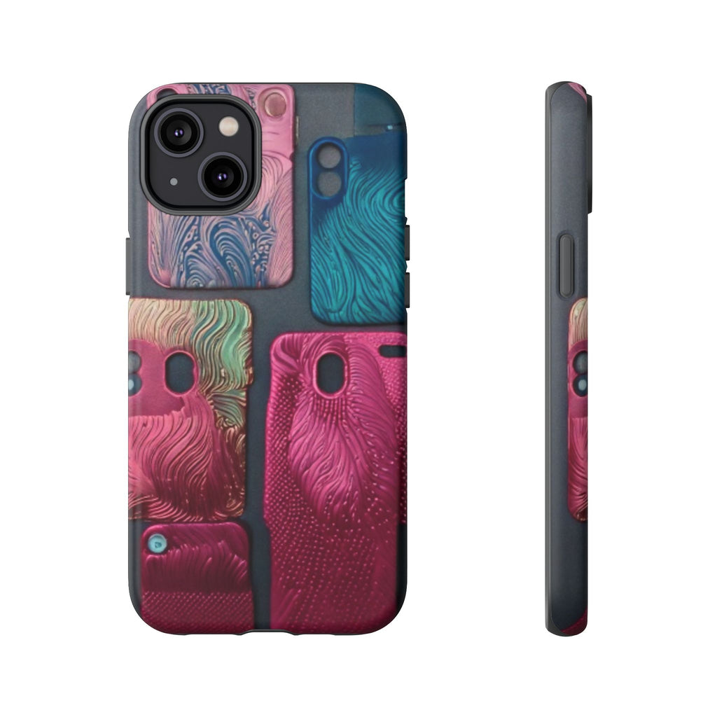 Tough Case - Colorful Textured Phone Case (Protective, Artistic Swirl Design)