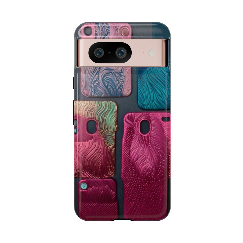 Tough Case - Colorful Textured Phone Case (Protective, Artistic Swirl Design)
