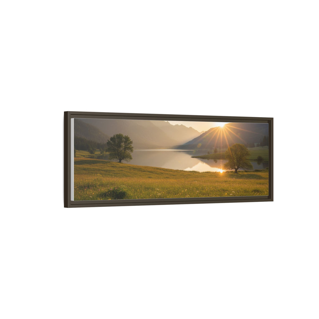 Sunrise Mountain Lake Matte Canvas — Framed Landscape Wall Art