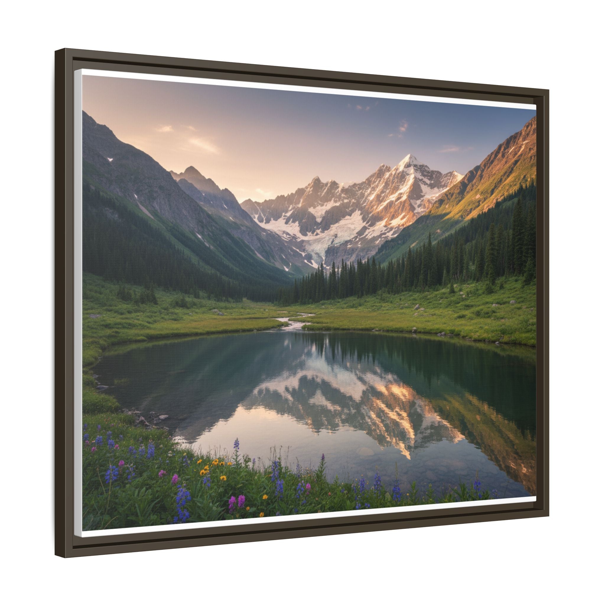 Matte Framed Canvas - Mountain Lake Landscape Wall Art