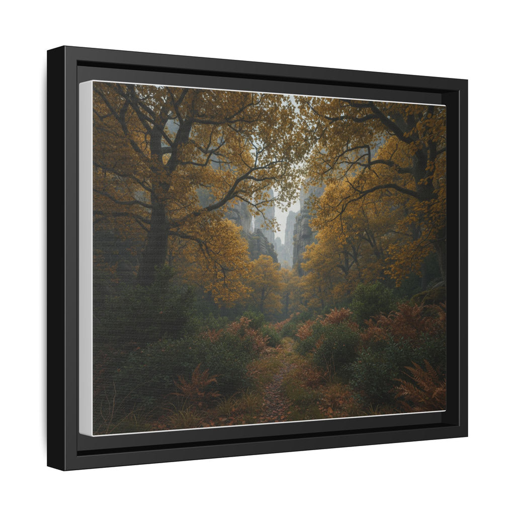 Autumn Forest Path Matte Canvas Print — Framed Wall Art