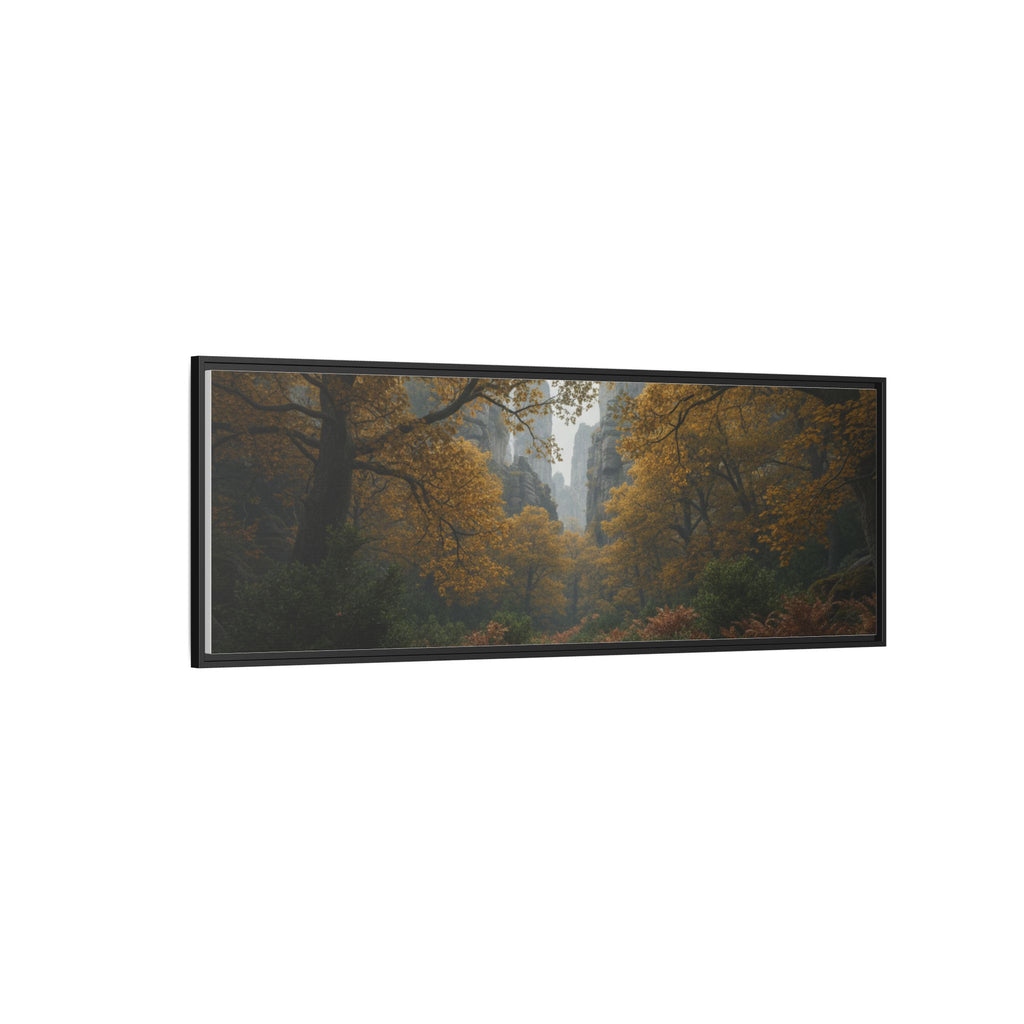 Autumn Forest Path Matte Canvas Print — Framed Wall Art