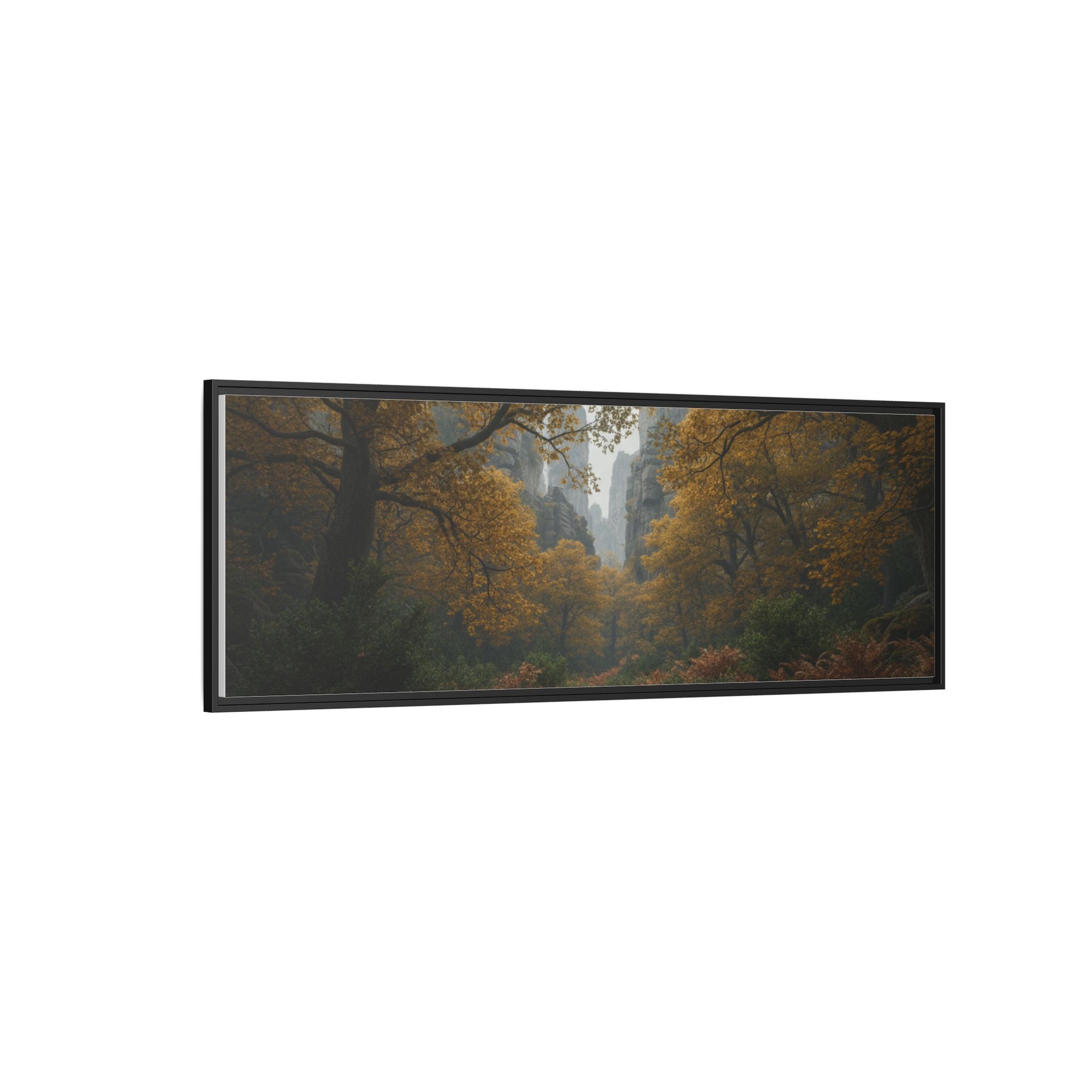 Autumn Forest Path Matte Canvas Print — Framed Wall Art