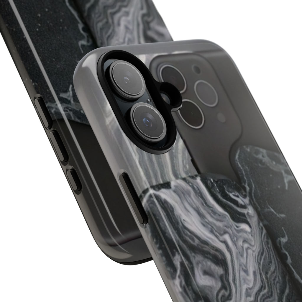 Black Marble Tough Phone Case — Protective iPhone Cover with Marble Texture