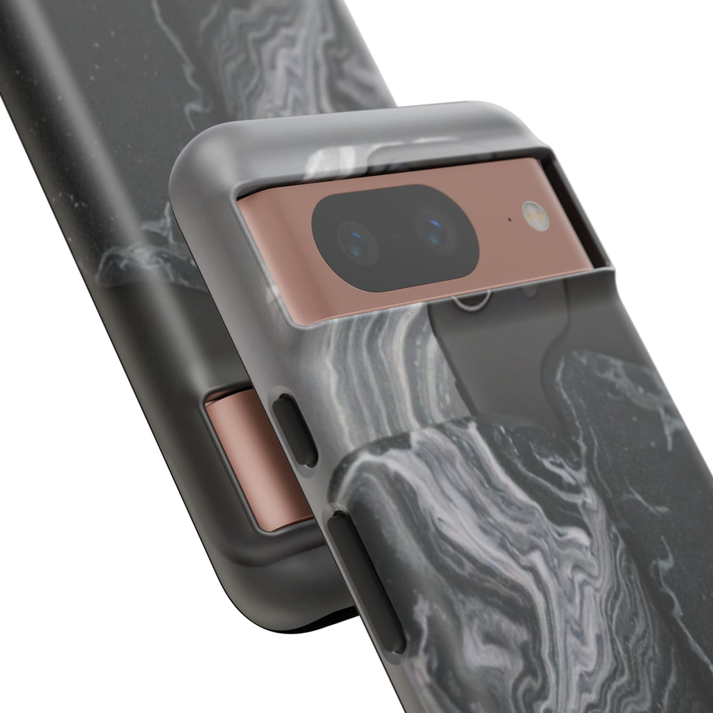 Black Marble Tough Phone Case — Protective iPhone Cover with Marble Texture